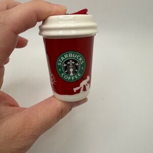 Starbucks Holiday 2006 Ceramic Coffee Cup Ornament Ski Snowman